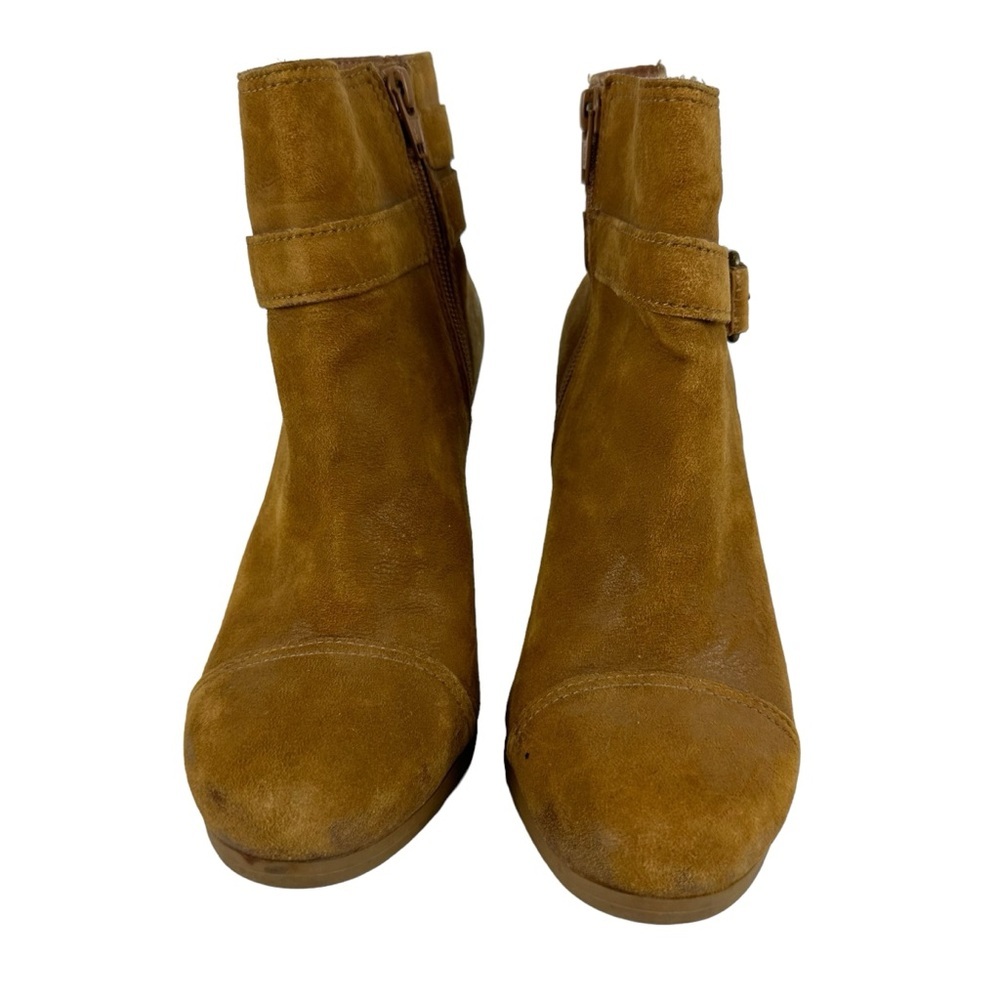 Lucky Brand Laureen Leather & Suede Chunky Heel Ankle Boots Brown Size 7.5 - Picture 3 of 5